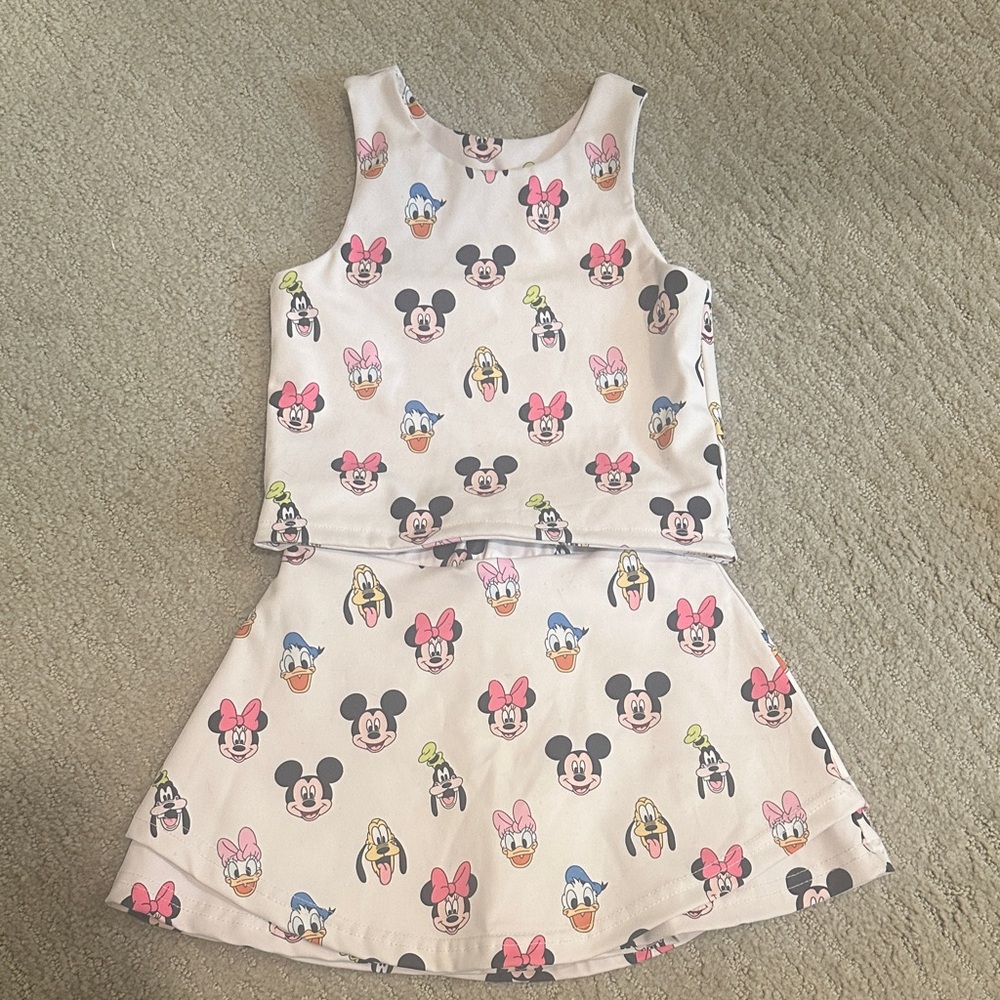 Girls Disney Character Print Tank and Skort Set